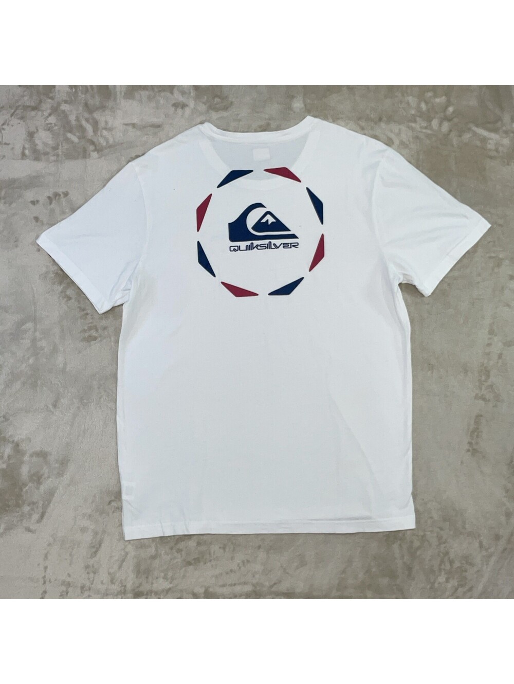 Quiksilver Logo Men's White Graphic Print Crew Neck Short Sleeve T-Shirt Mens L
